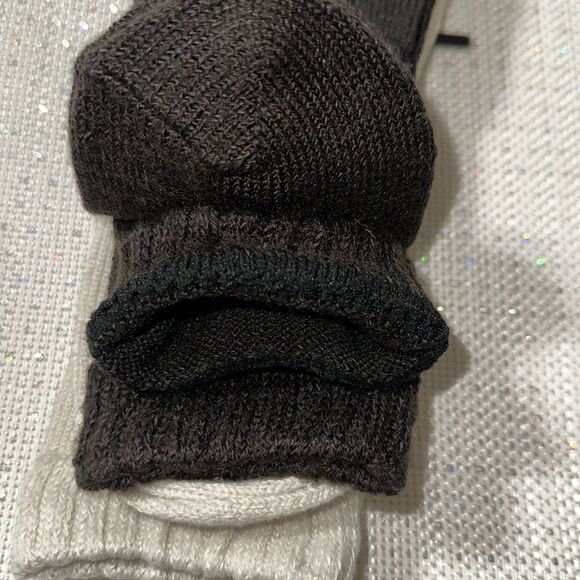 FRYE Cashmere Wool Blend Brown Ivory Soft Boot Socks 2 pk - Picture 7 of 8